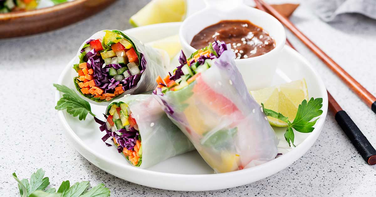 Protein Infused Peanut Sauce + Rainbow Veggie Wraps