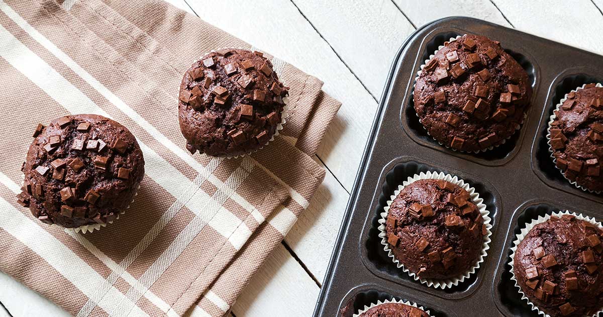 double chocolate protein muffins